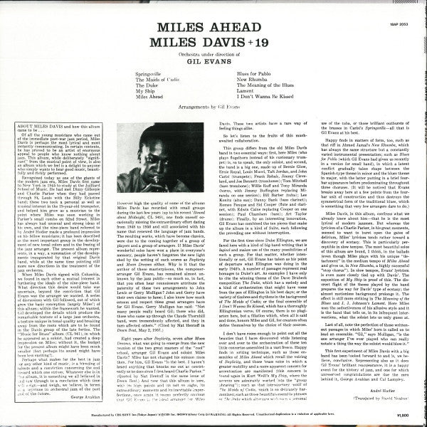 Miles Davis + 19 - Gil Evans : Miles Ahead (LP, Album, Mono, RE)