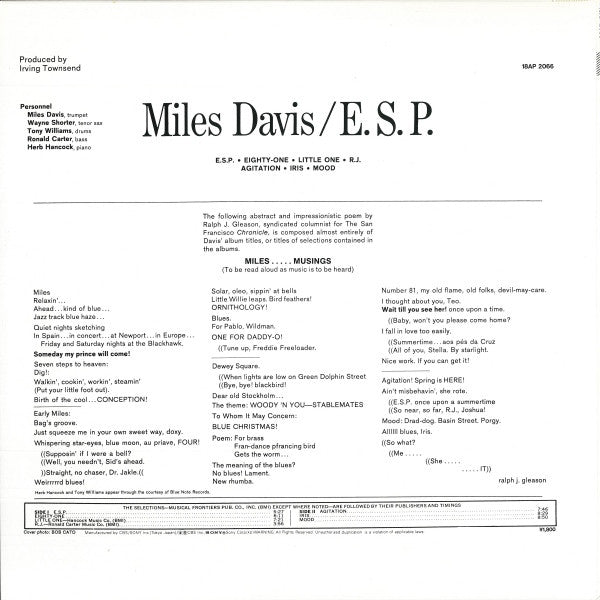 Miles Davis : E.S.P. (LP, Album, RE)