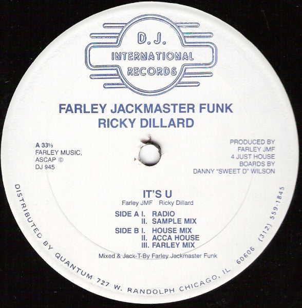 Farley Jackmaster Funk*, Ricky Dillard : It's U (12")