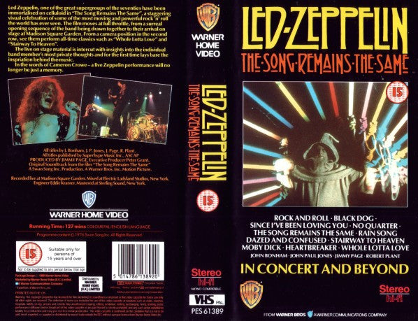 Led Zeppelin : The Song Remains The Same (VHS, PAL)
