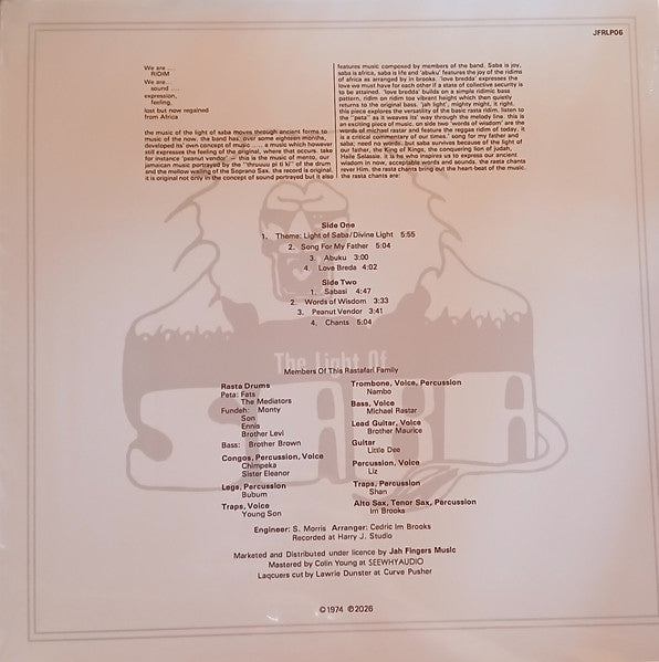 Cedric "Im" Brooks, The Light Of Saba : The Light Of Saba (LP, Album, RE)