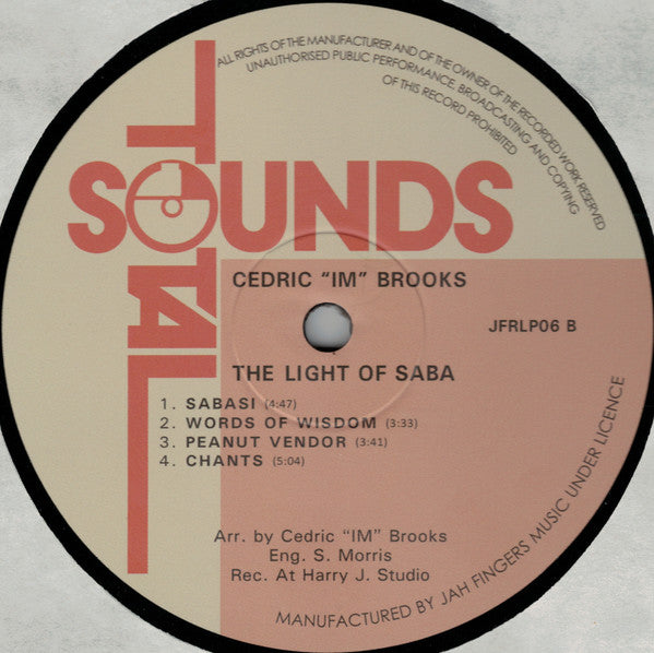 Cedric "Im" Brooks, The Light Of Saba : The Light Of Saba (LP, Album, RE)