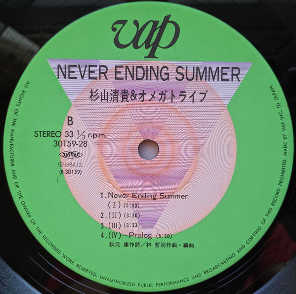 S. Kiyotaka & Omega Tribe : Never Ending Summer (LP, Album)