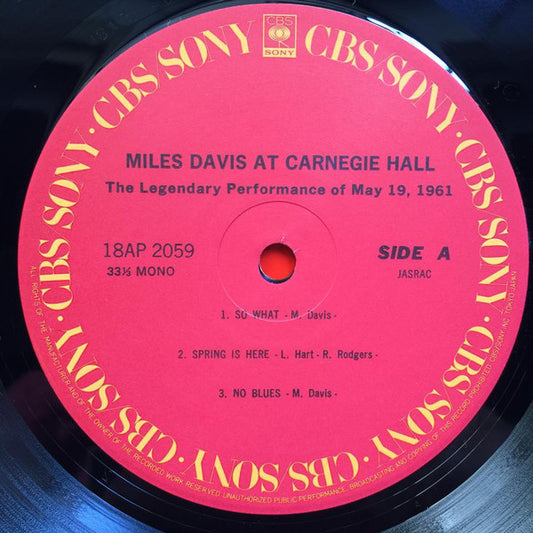 Miles Davis : Miles Davis At Carnegie Hall (LP, Album, Mono, RE)