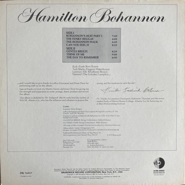 Bohannon* : Bohannon (LP, Album, Pit)