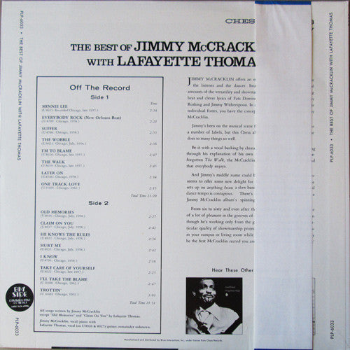 Jimmy McCracklin With Lafayette Thomas : The Best Of Jimmy McCracklin With Lafayette Thomas (LP, Comp)