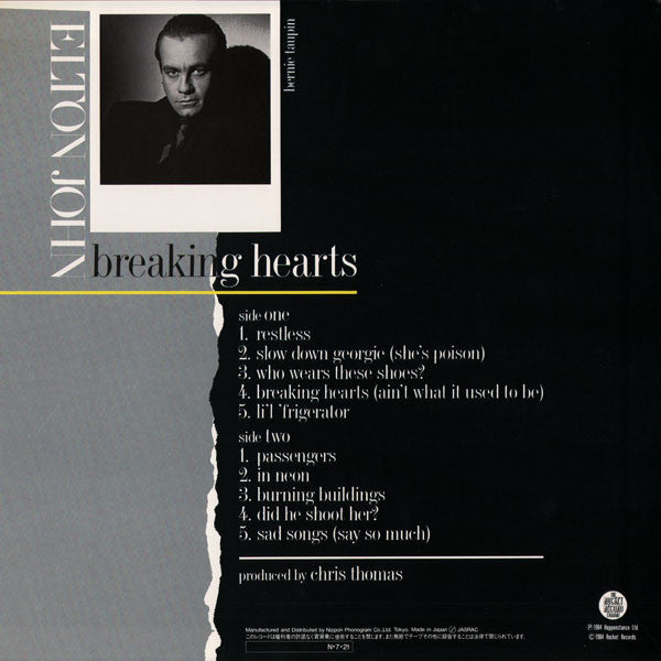 Elton John : Breaking Hearts (LP, Album)