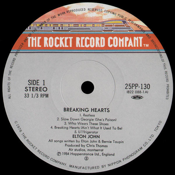 Elton John : Breaking Hearts (LP, Album)