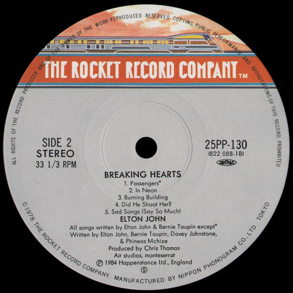 Elton John : Breaking Hearts (LP, Album)