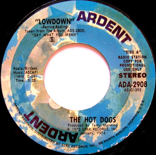 The Hot Dogs : Lowdown (7", Single, Promo)