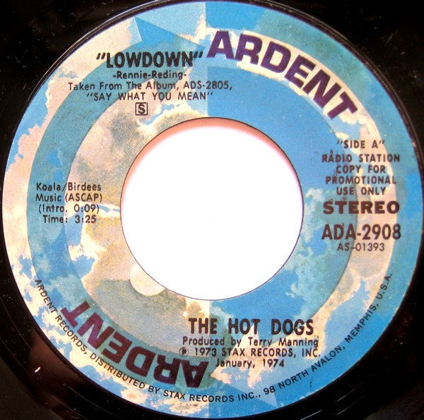 The Hot Dogs : Lowdown (7", Single, Promo)