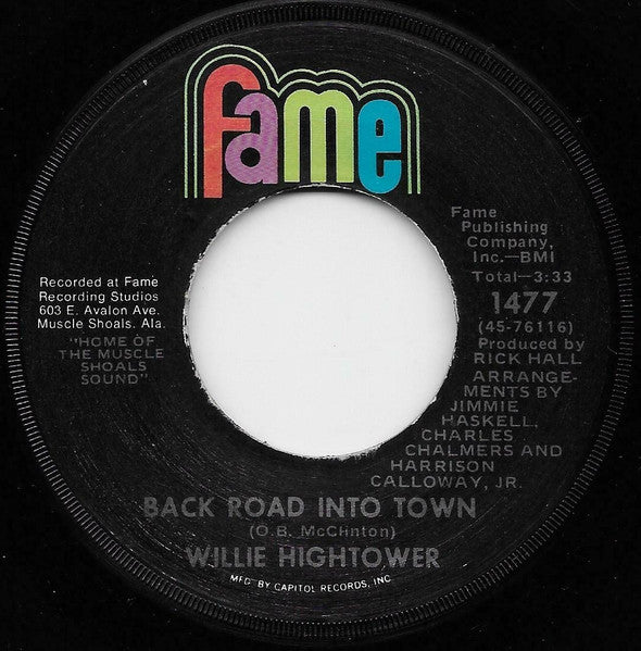 Willie Hightower : Back Road Into Town / Poor Man (7")