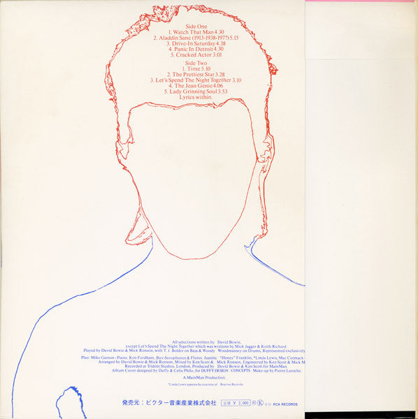 David Bowie : Aladdin Sane = アラジン · セイン (LP, Album, Gat)
