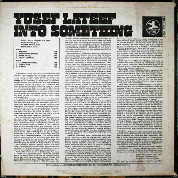 Yusef Lateef : Into Something (LP, Album, RE)