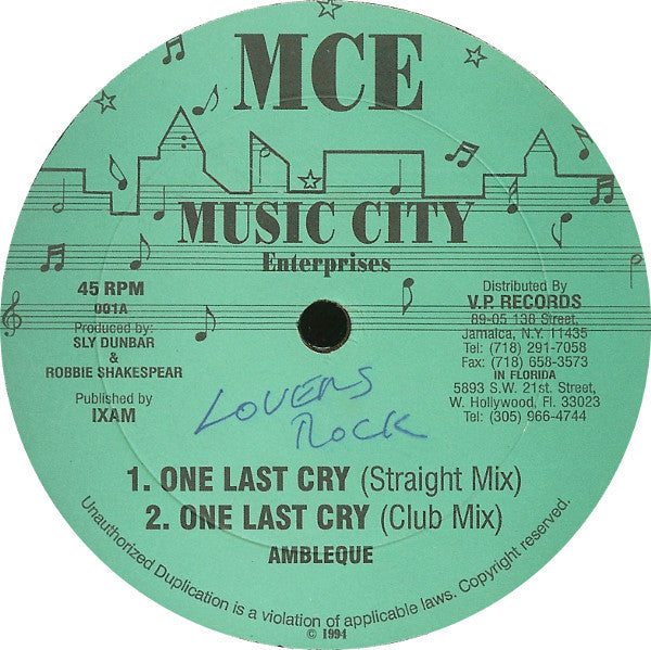 Ambleque* : One Last Cry (12")