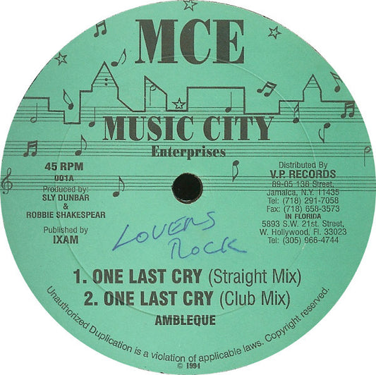 Ambleque* : One Last Cry (12")