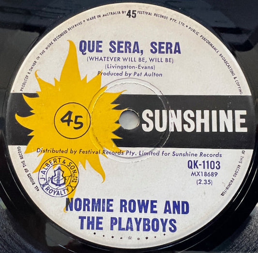 Normie Rowe And The Playboys* : Que Sera, Sera (7", Single)