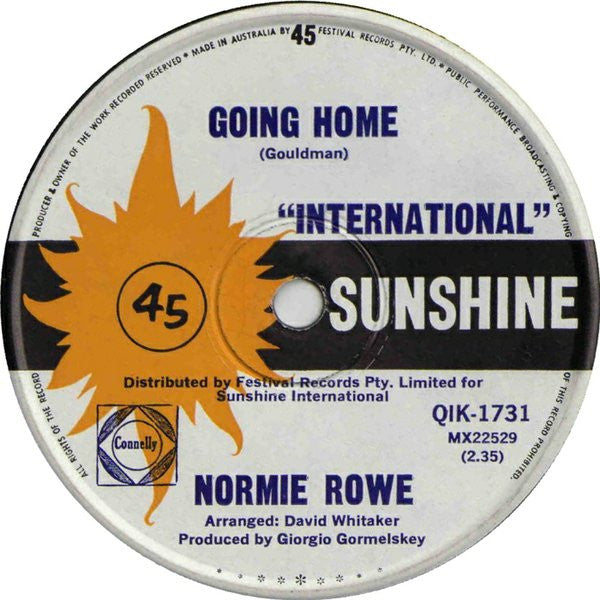 Normie Rowe : Going Home (7", Single)