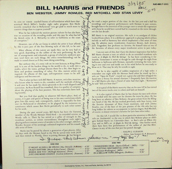 Bill Harris : Bill Harris And Friends (LP, Album, RE)