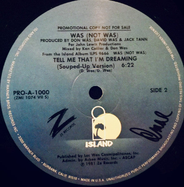 Was (Not Was) : Tell Me That I'm Dreaming (12", Promo)