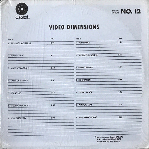 Jacques Siroul : Special Edition No. 12 - Video Dimensions (LP)