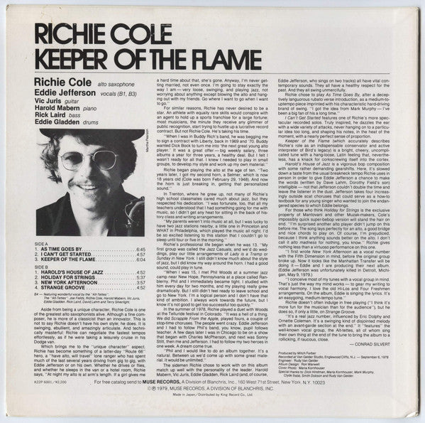 Richie Cole : Keeper Of The Flame (LP, Album)