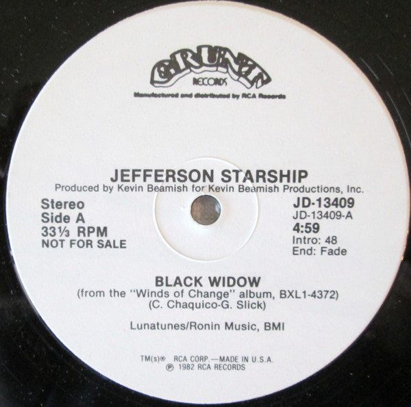 Jefferson Starship : Black Widow (12", Single, Promo)
