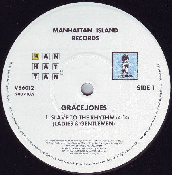 Grace Jones : Slave To The Rhythm (12", Single)