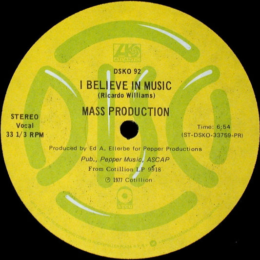 Mass Production : People Get Up / I Believe In Music (12", Promo)