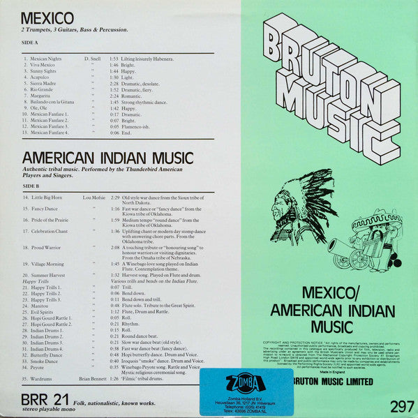 David Snell (2) / Lou Mofsie* / Brian Bennett : Mexico / American Indian Music (LP)