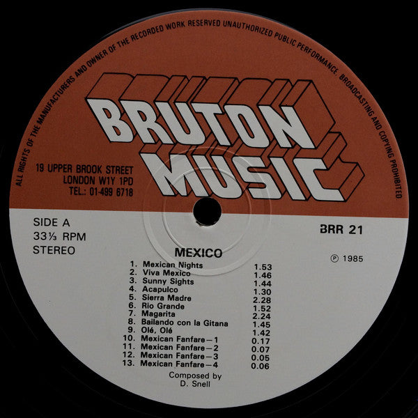 David Snell (2) / Lou Mofsie* / Brian Bennett : Mexico / American Indian Music (LP)