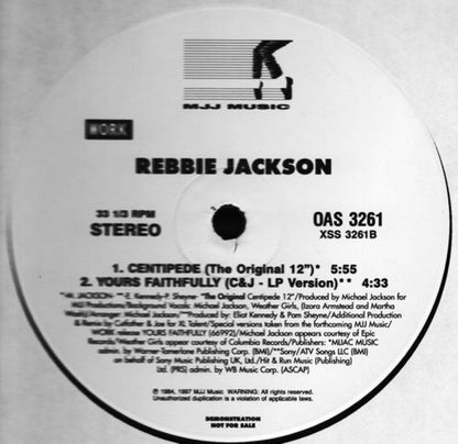 Rebbie Jackson : Yours Faithfully / Centipede (12", Promo)