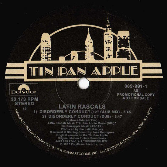 The Latin Rascals : Disorderly Conduct (12", Single, Promo)