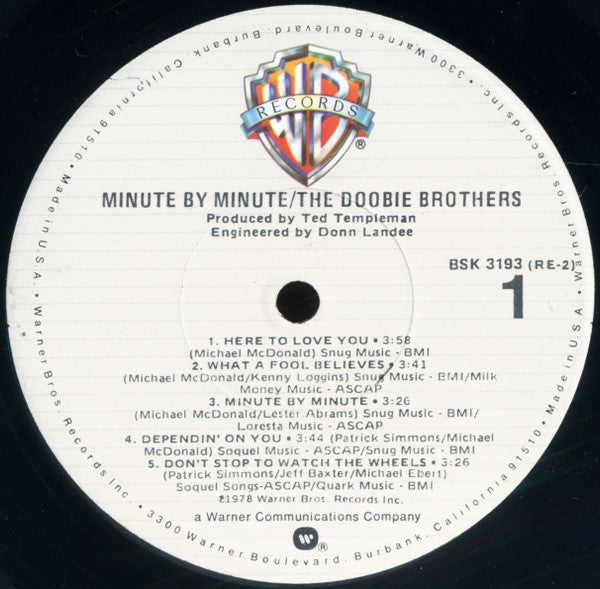 The Doobie Brothers : Minute By Minute (LP, Album, LA )