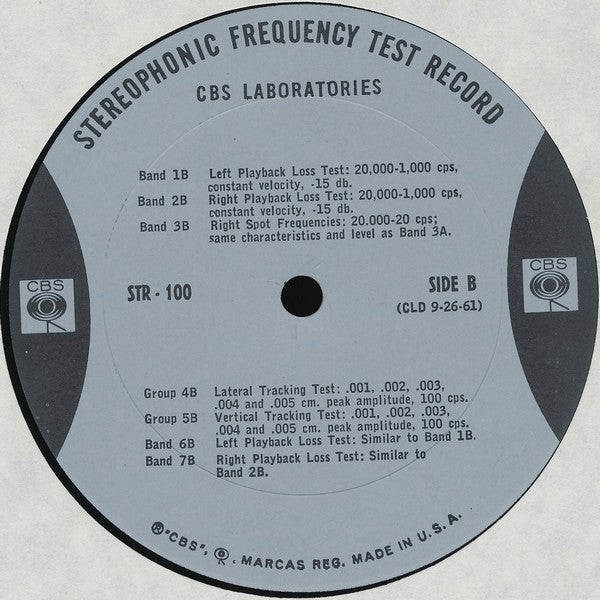 CBS Laboratories : Stereophonic Frequency Test Record (Issue 1) (LP, Gat)