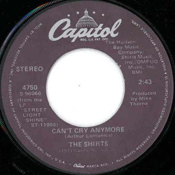 The Shirts : Can't Cry Anymore (7")