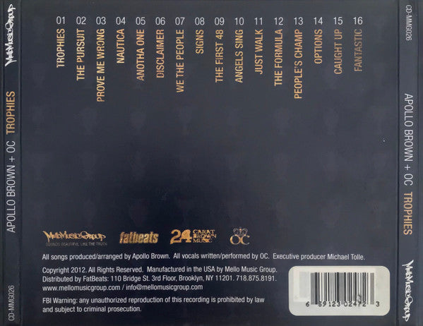 Apollo Brown + O.C. : Trophies (CD, Album)