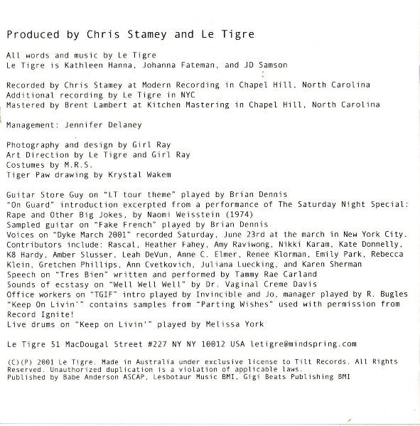 Le Tigre : Feminist Sweepstakes (CD, Album)