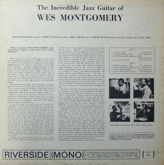 Wes Montgomery : The Incredible Jazz Guitar Of Wes Montgomery (LP, Album, RE)