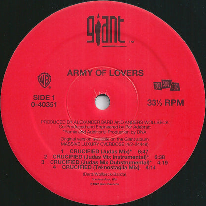 Army Of Lovers : Crucified / Ride The Bullet (12", Maxi)