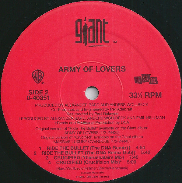 Army Of Lovers : Crucified / Ride The Bullet (12", Maxi)