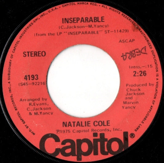 Natalie Cole : Inseparable (7", Single)