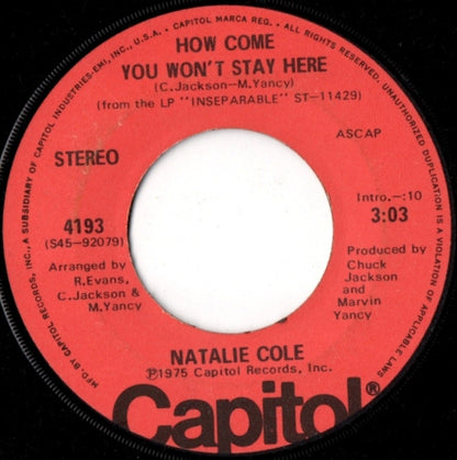 Natalie Cole : Inseparable (7", Single)
