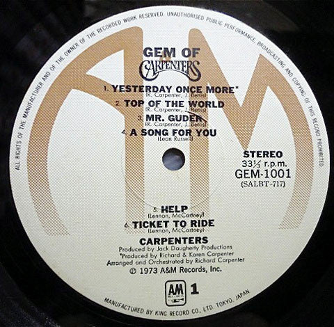 Carpenters : Gem Of Carpenters (2xLP, Comp, Ltd, Gat)