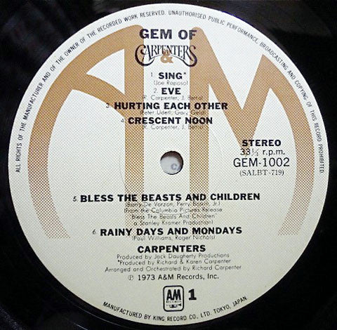 Carpenters : Gem Of Carpenters (2xLP, Comp, Ltd, Gat)