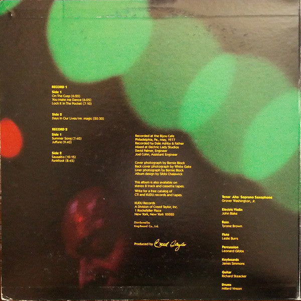 Grover Washington, Jr. : Live At The Bijou (2xLP, Album, Gat)
