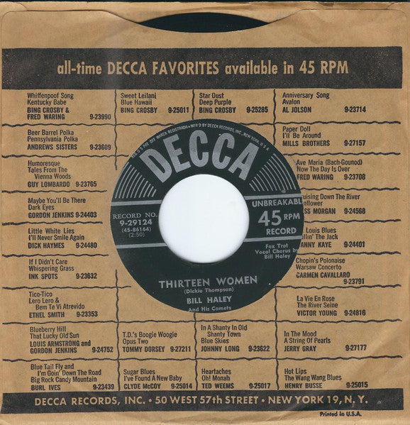 Bill Haley And His Comets : Thirteen Women / (We're Gonna) Rock Around The Clock (7", Single, Roc)