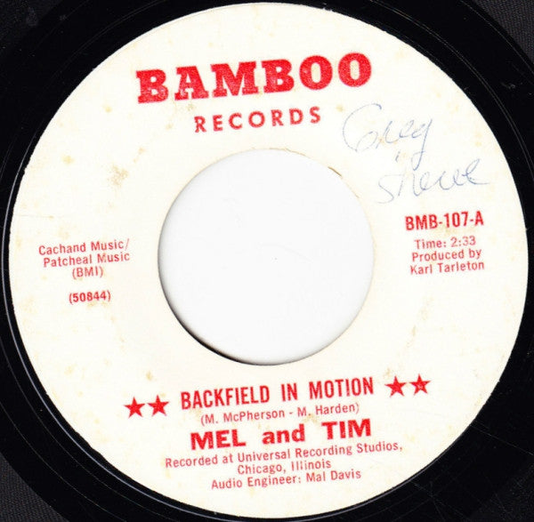 Mel And Tim* : Backfield In Motion / Do Right Baby (7", Single, Mon)