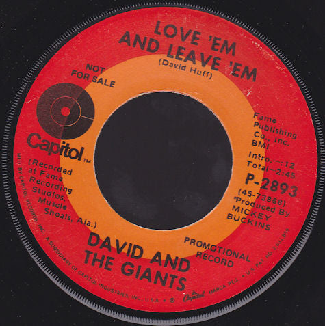 David And The Giants* : Don't Say No / Love 'Em And Leave 'Em (7", Single, Promo)