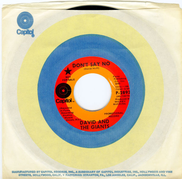 David And The Giants* : Don't Say No / Love 'Em And Leave 'Em (7", Single, Promo)